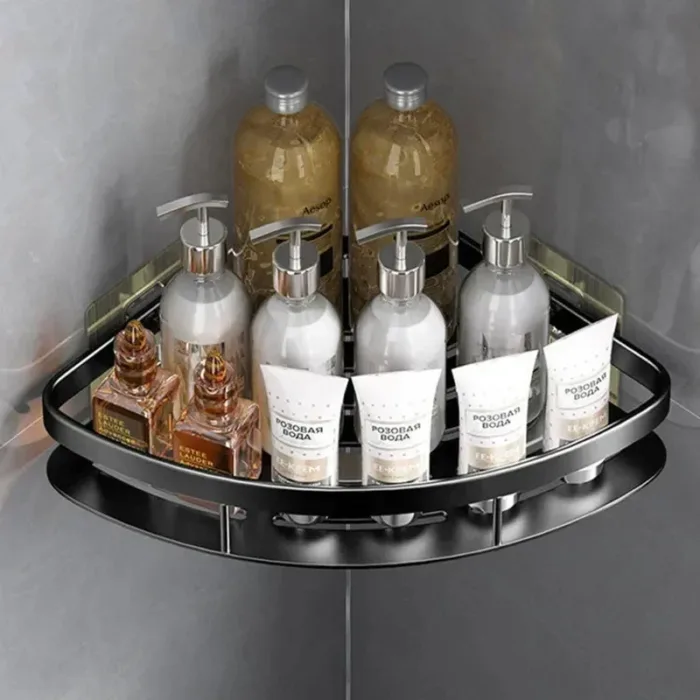 Storage Organizer Shower Shelf Bathroom Shelf Aluminum Alloy Shampoo Rack Makeup Bathroom Accessories No Drill Wall Corner Shelf - Image 3